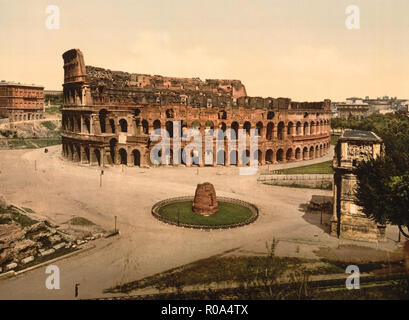 Le Coliseum et méta Maroc, Rome, Italie, impression Photochrome, Detroit Publishing Company, 1900 Banque D'Images