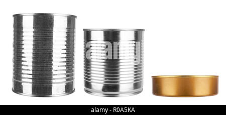 Trois différentes boîtes non ouvertes isolated on white Banque D'Images