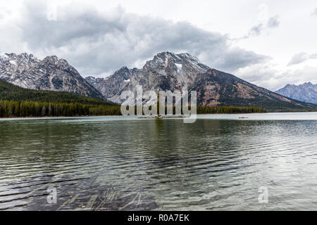 Mt. Moran vue depuis le lac Leigh Banque D'Images