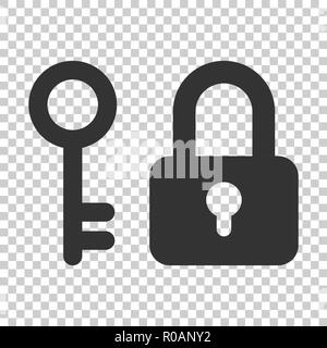 Clé à l'icône de cadenas dans le style. Identifiant vector illustration sur fond isolé. Serrure de verrouillage de concept d'entreprise. Illustration de Vecteur