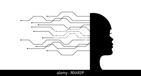 Silhouette de femme chef de l'intelligence artificielle EPS10 vector illustration Illustration de Vecteur