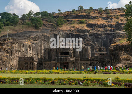 Kailash Temple, Cave 16, les grottes d'Ellora, près de Aurangabad, Maharashtra, Inde Banque D'Images