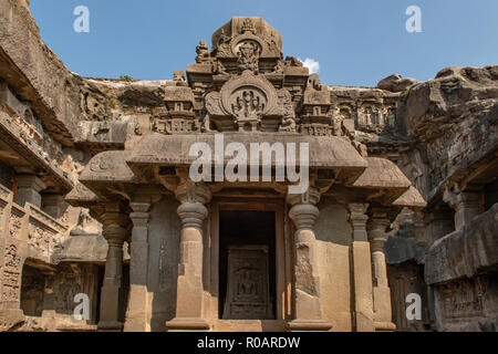 Indra Sabha Grotte 32 Temple, les grottes d'Ellora, près de Aurangabad, Maharashtra, Inde Banque D'Images