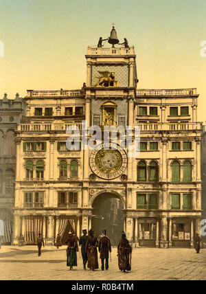 Tour de l'horloge, la Piazza San Marco, Venise, Italie, impression Photochrome, Detroit Publishing Company, 1900 Banque D'Images