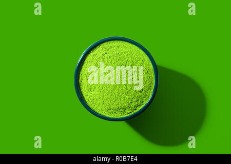 Thé Vert Matcha mise à plat, vue de dessus, dans un style Pop Art Banque D'Images