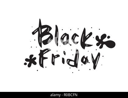 Le vendredi noir du texte avec la décoration. Lettrage manuscrit pour la promotion. Illustration de Vecteur