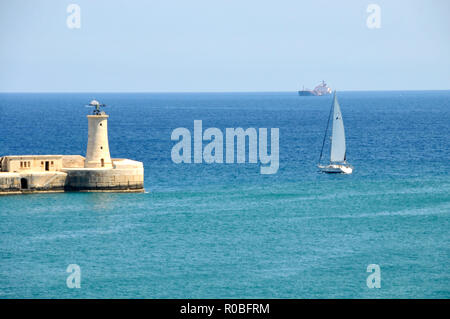 Autour de Malte - de mettre les voiles sur le Grand Port, La Valette Banque D'Images