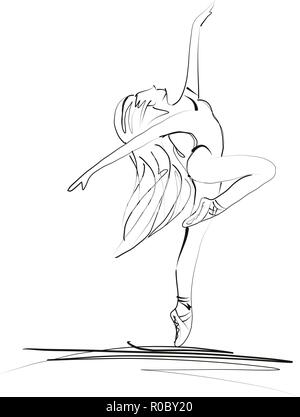 Ballerine danse ballet fille silhouettes vector illustration Illustration de Vecteur