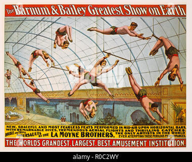 Le Barnum & Bailey Plus Grand Spectacle sur terre, le monde le plus grandiose, plus grand, meilleur établissement d'amusement, la Moyne Affiche de cirque, frères, lithographie, 1891 Banque D'Images