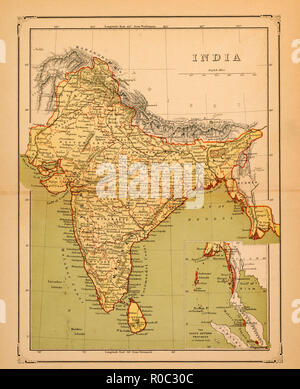 Carte de l'Inde, début de 1900 Banque D'Images