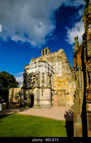 La Chapelle de Rosslyn, rendu célèbre par le Da Vinci Code, à l'extérieur de Edinburgh, Scotland, UK Banque D'Images