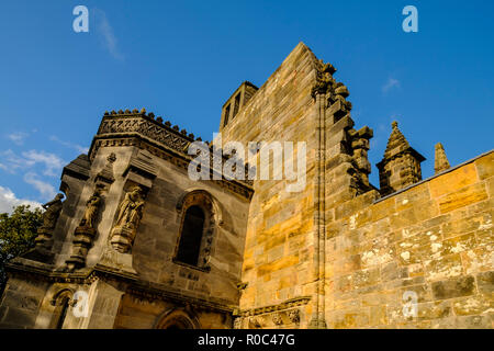 La Chapelle de Rosslyn, rendu célèbre par le Da Vinci Code, à l'extérieur de Edinburgh, Scotland, UK Banque D'Images