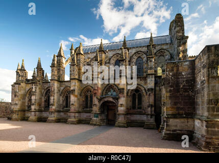 La Chapelle de Rosslyn, rendu célèbre par le Da Vinci Code, à l'extérieur de Edinburgh, Scotland, UK Banque D'Images