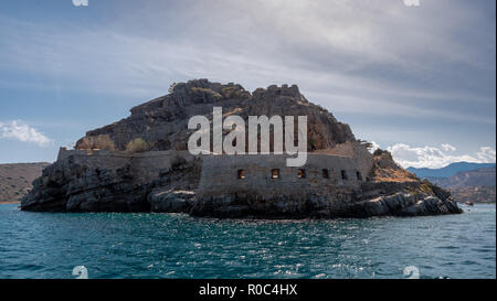 L'île de Spinalonga, l'abandon historique colonie de lépreux dans SW Crete Banque D'Images