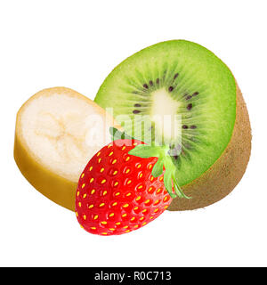 Mélanger les fruits isolé sur fond blanc Banque D'Images