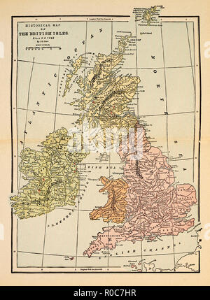 Carte historique des îles britanniques depuis l'an 1066 Banque D'Images