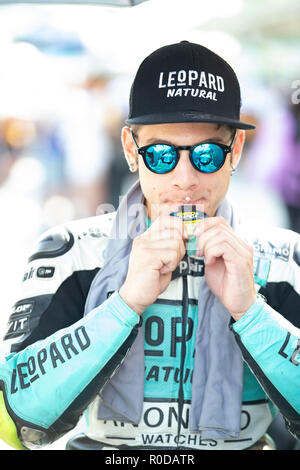 Le Circuit International de Sepang, Sepang, Malaisie. 4ème Nov, 2018. MotoGP de Malaisie, la journée de la course ; Leopard Racing rider Enea Bastianini avant la course Moto3 : Action Crédit Plus Sport/Alamy Live News Banque D'Images