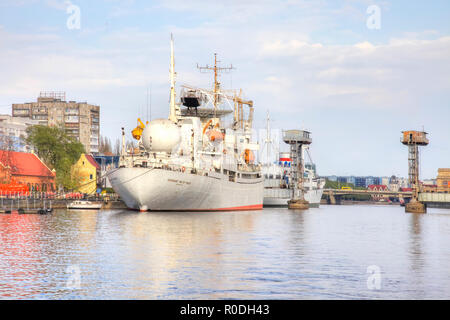 KALININGRAD, RUSSIE - avril 30,2018 : Viktor Patsayev cosmonaute à bord de navires de recherche, le seul navire de communications spatiales. Musée de l'Oce Du Monde Banque D'Images