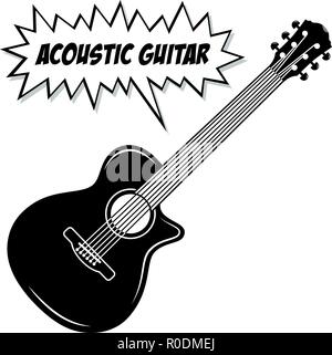 Guitare acoustique 6 cordes. Illustration de Vecteur