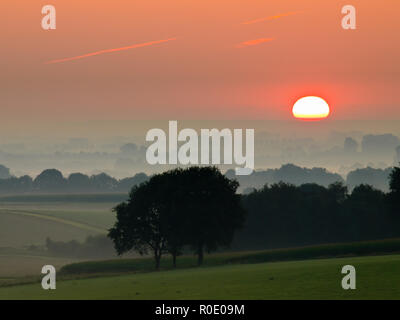 Sun est à venir sur les terres agricoles Banque D'Images