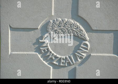 Pierre tombale d'un soldat néo-zélandais, d'Anneux British Cemetery, près de Cambrai, France Banque D'Images