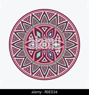Formes rondes ornement isolé sur fond gris clair. Parure ethnique couleur. Les éléments de décoration pour les cartes, t-shirt print, invitations, tissu, pri Illustration de Vecteur