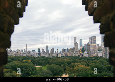 Vue sur central park depuis l'étage supérieur de la West Side YMCA Hostel, Manhattan, New York City, États-Unis d'Amérique. Banque D'Images