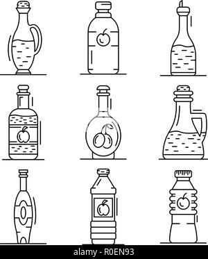 Icon Set vinaigre style du contour, Illustration de Vecteur