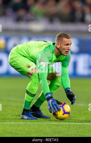Robin Patrick Olsen (Roma) au cours de l'Italien 'Serie' une correspondance entre Fiorentina 1-1 roms au stade Artemio Franchi , le 3 novembre 2018 à Florence, en Italie. (Photo de Maurizio Borsari/AFLO) Banque D'Images