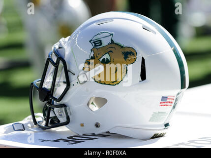 Waco, Texas, USA. 29Th sep 2018. Baylor Bears casque pendant la 2ème moitié de la NCAA Football match entre l'Oklahoma State Cowboys et le Baylor Bears à McLane Stadium à Waco, Texas. Matthew Lynch/CSM/Alamy Live News Banque D'Images