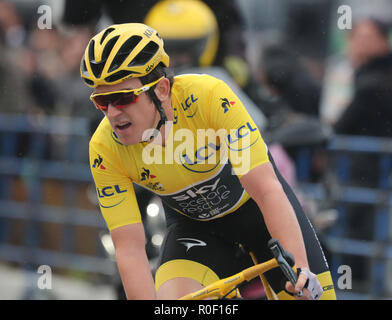 Saitama, Japon. 4ème Nov, 2018. Cycliste britannique Geraint Thomas de l'équipe Sky élevées pendant le Tour de France en Critérium de Saitama Saitama, Tokyo banlieue le dimanche, Novembre 4, 2018. Champion du monde espagnol Alejandro Valvelde a remporté la course alors que champion du Tour de France, Thomas a terminé la deuxième. Credit : Yoshio Tsunoda/AFLO/Alamy Live News Banque D'Images