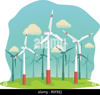 Les éoliennes sur déposée Illustration de Vecteur