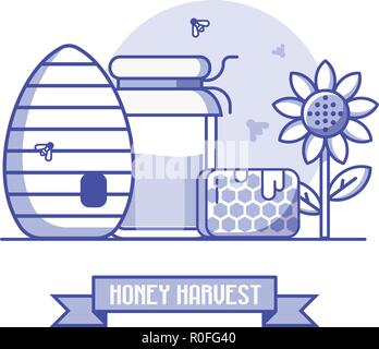 L'apiculture et l'arrière-plan de la récolte du miel Illustration de Vecteur