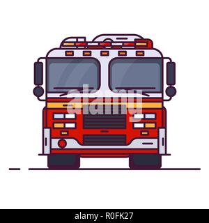 Vue avant du moteur d'incendie Illustration de Vecteur