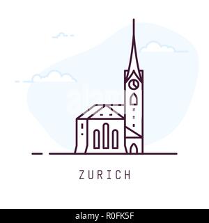 Style ligne fraumunster Zurich Illustration de Vecteur