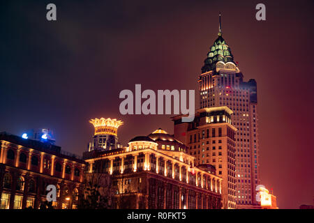 Shanghai Bund nuit Banque D'Images