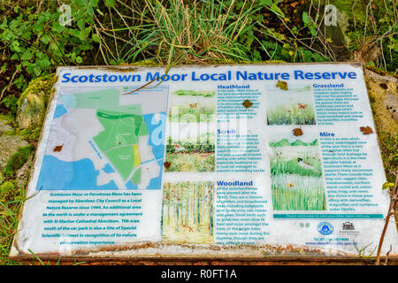 SCOTSTOWN MOOR RÉSERVE NATURELLE LOCALE ECOSSE ABERDEEN CITY À PIED INFORMATIONS INSCRIPTION Banque D'Images