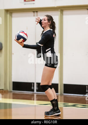 Action de volley-ball avec Quincy contre Hamilton High School à Red Bluff, en Californie. Banque D'Images