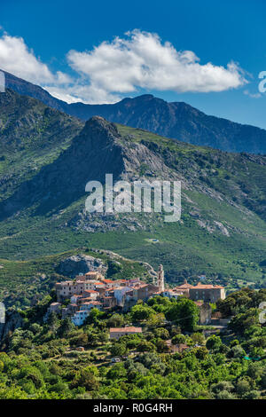 Hill ville de Montemaggiore, partie de Montegrosso commune, massif du Monte Grosso, Balagne, Haute-Corse, Corse, France ministère Banque D'Images