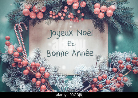 Guirlande de Noël, Bonne Annee signifie Bonne Année Banque D'Images