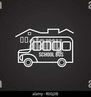 School bus ligne fine sur fond noir Illustration de Vecteur