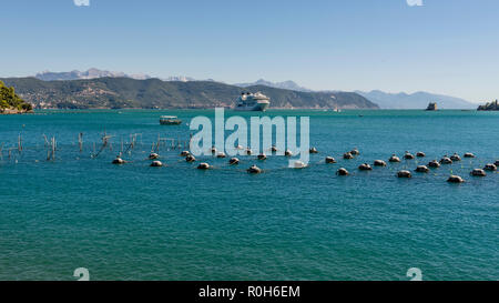 Belle vue panoramique sur le Golfe des Poètes à partir de la Spezia, ligurie, italie Banque D'Images