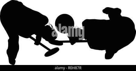 Silhouette de curling. Noir sur blanc. Vector illustration. Illustration de Vecteur