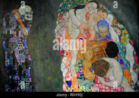 Gustav Klimt (Vienne, 1862-Vienne, 1918). Peintre symboliste autrichien. Membre du mouvement de sécession de Vienne. Morte e Vita 'la mort et la vie", 1915. Détail. Huile sur toile. 178 cm x 198 cm. Musée Leopold. Vienne. L'Autriche. Banque D'Images