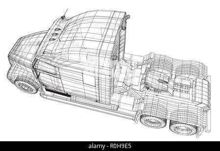 Camion de livraison commerciale vecteur d'identité de marque et la publicité isolée. Illustration de création 3d. Wire-frame Illustration de Vecteur