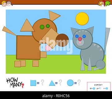 Cartoon Illustration de formes d'enseignement comptant jeu pour les enfants Illustration de Vecteur