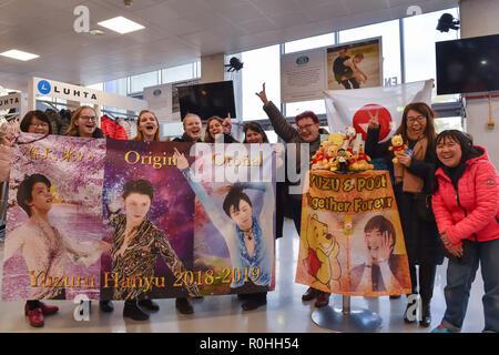 Helsinki, Finlande. 4ème Nov 2018. Les fans pendant les hommes de patinage libre à la finale du Grand Prix de patinage artistique 2018 à Helsinki Helsinki (Helsingin Jaahalli Hall de glace) le dimanche, 04 novembre 2018. HELSINKI . (Usage éditorial uniquement, licence requise pour un usage commercial. Aucune utilisation de pari, de jeux ou d'un seul club/ligue/dvd publications.) Crédit : Taka Wu/Alamy Live News Banque D'Images