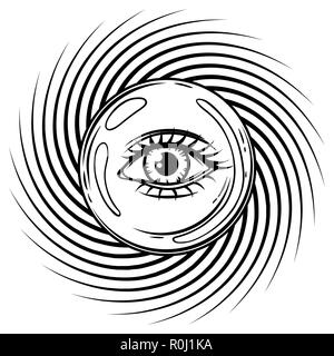 Avec Magic Ball All Seeing Eye symbole. Illustration de Vecteur