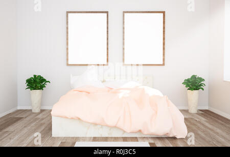 Deux cadres immersive sur un rendu 3D de chambre à coucher Banque D'Images
