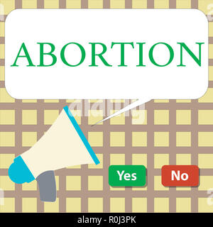 Écrit remarque montrant l'avortement. Photo d'affaires présentant une huanalysis délibérément la résiliation de la grossesse mort de l'embryon. Banque D'Images